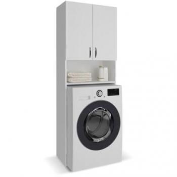Armario Multiusos Catter House Atenas 182 cm - Mueble Alto para Lavadora con 2 Puertas y Estantes, Fabricado en MDF y Melamina, Color Blanco