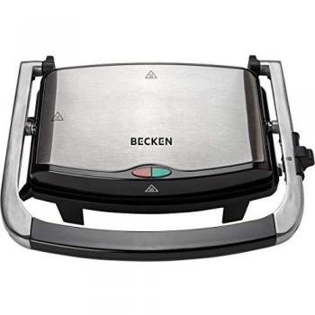 Becken Sandwichera, Placas Grill Antiadherentes, 1000W, Acero Inoxidable y Negro