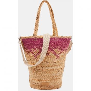 Capazo grande de rafia Summer Song con degradado color fucsia