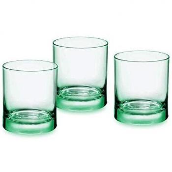 Set de 3 Vasos Bajos de Vidrio Iride Verde Brillo 25,5CL - Ecológicos y Saludables, Fabricados en Italia