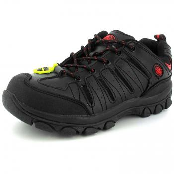 NUEVO Hombre / Negro Hombre Tradesafe Cuero Puntera de acero Zapatos - Negro Acción Cuero - GB Tallas 4-13 - Negro Acción Cuero, Negro Action Cuero, 43
