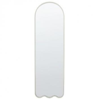 Espejo de pared moderno irregular con marco de metal y hierro, decoración minimalista para sala de estar, 45 x 145 cm, color blanco Bussy
