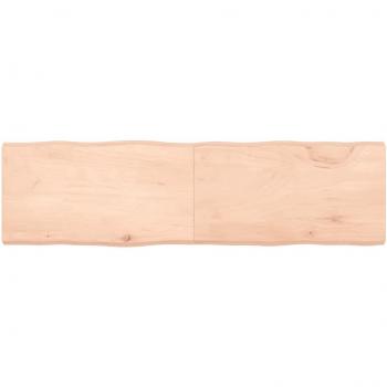 Tablero de mesa de madera maciza de roble sin tratar, dimensiones 180x50x(2-6) cm, con bordes vivos y borde natural en color marrón