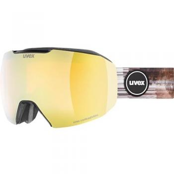 Uvex Máscara de Esquí Epic Attract con lente fotocromática amarilla, lentes intercambiables, diseño unisex en color negro y dorado
