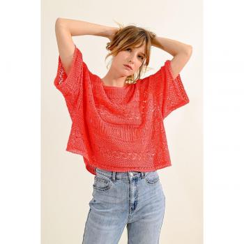 Jersey Molly Bracken oversize calado en color coral