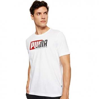 Puma Flock Graphic tee Camiseta, Hombre, White, S