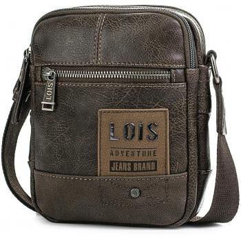 Lois - 96020 Bolso Bandolera Hombre. Bolsa de Mensajero al Hombro, Cierre con Cremallera. Múltiples Compartimentos. Piel sintética Polipiel, Color Marron