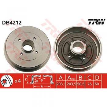 Tambor de freno TRW DB4212, 1 pieza, alta calidad, diseño duradero, compatible con múltiples modelos de vehículos