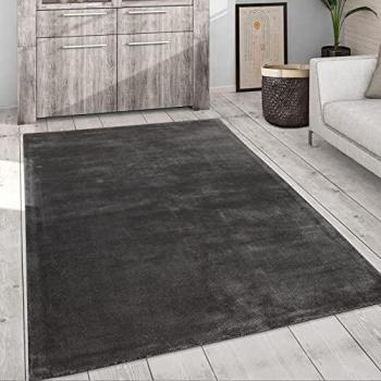 Alfombra Para Salón Vintage Hecha A Mano Pelo Corto Moderno Monocolor Gris Ø 120 cm
