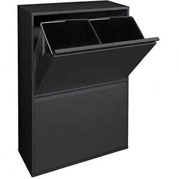 ARREGUI Cubo de Basura y Reciclaje de Acero de 4 Compartimentos | 4x17L (68L) | Cubos de Basura de Cocina | Contenedores de Reciclaje para Casa u Oficina