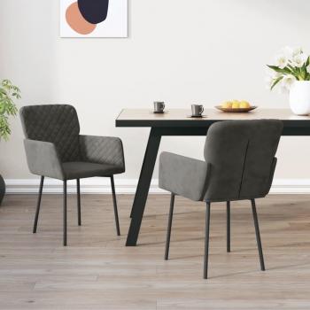 Dark Grey Velvet Dining Chairs - Set of 2