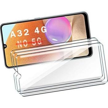 Tasch HYMY 3 Pack Cristal Vidrio Templado para Samsung Galaxy A32 4G - Transparente Protector de Pantalla Película Protectora Protector Anti-Scratch Anti-Sucio HD Protection