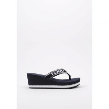 Tommy Hilfiger Sandalia con cuña para mujer Tommy Webbing H Wedge en color azul, talla 37