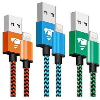 Aioneus Cargador iPhone Carga Rápida MFi Certificado Cable iPhone 2M 3Pack Cable Lightning Trenzado Nylon Movil Cable para iPhone 12 Pro MAX Mini 11 Pro XS XR X 10 8 7 6s 6 Plus 5s SE 2020, iPad iPod