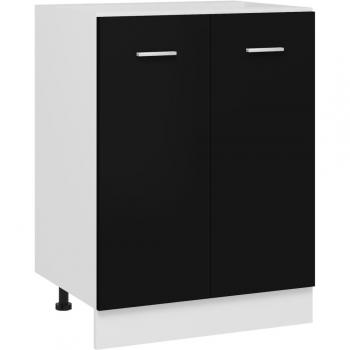 Armario inferior de cocina de aglomerado negro 60x46x81,5 cm