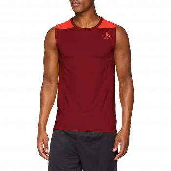 Odlo BL Top Crew Neck S/L Ceramicore – Cool Camiseta, otoño/Invierno, Hombre, Color Syrah - Fiery Red, tamaño Medium