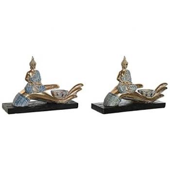 Figura Decorativa DKD Home Decor 25,7 x 8 x 16 cm Azul Buda Turquesa Oriental Decapé (2 Unidades)