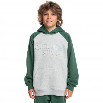 Sudadera con capucha para niños Quiksilver Age of Blue, color gris claro, diseño embozado