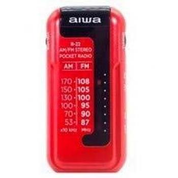 Radio Portátil de Bolsillo Aiwa R-22RD AM/FM con Auriculares, Color Rojo