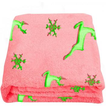 Manta Mágica Infantil Polar Rojo con Renos Fluorescentes 100x170