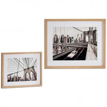 Cuadro Puente Haya 43 x 3 x 53 cm Madera Marrón Vidrio