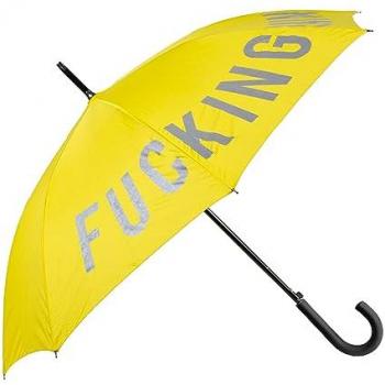 Paraguas Grande Juvenil Automático Reflectante Fisura - Fucking Rain Amarillo, 106 cm, Resistente y Antiviento