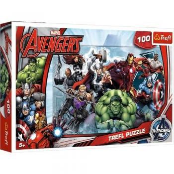 Trefl-de 100 Piezas, para niños a Partir de 5 años Puzzle, Color al Ataque, Marvel los Vengadores