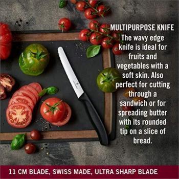 Set de cuchillos para verduras Victorinox Swiss Classic 3 piezas, negro, con hojas de acero inoxidable y mangos ergonómicos