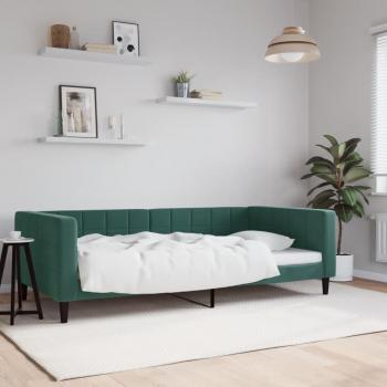 Sofá cama de día terciopelo verde oscuro 100x200 cm
