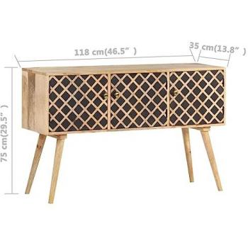 Aparador de madera maciza de mango 118x35x75 cm