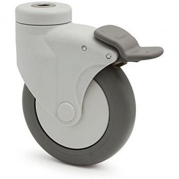 RUEDA GIRATORIA 125mm TP POLIAMIDA ARO DE GOMA ANTIHILO CON FRENO NUCLEO POLIPROPILENO.ARO GOMA TENTEPRENE.