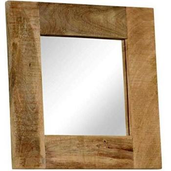 vidaXL Madera Maciza Mango Espejo 50x50 cm Decoración Hogar Cristal Accesorios