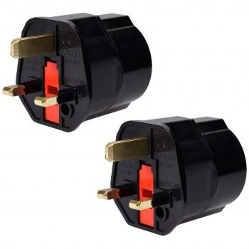 iVoler [2-Unidades] Adaptadores de Viaje Compactos para Inglaterra - Enchufe de Viaje Plug Shuko EU a UK GB Inglaterra - 2 Patas Europa hacia 3 Patas RU - Negro