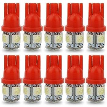 Safego 10x T10 W5W rojo LED Bombillas exteriores 5 SMD 5050 Luz Coche trasera Lámpara Luz de interior 194 168 T10 Wedge Lampara para Coches luces de la matrícula luces laterales 12V