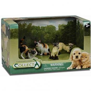 Collecta Juego de 4 figuras de gatos y perros en caja abierta
