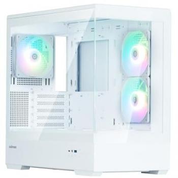 Zalman P30 V2 White Micro-ATX Case with Tempered Glass Panoramic View and 3 ARGB Fans