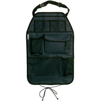 Hauck Cover Me Deluxe - Organizador y protector para asientos de coches, asientos traseros con compartimentos y soportes para botellas, gris