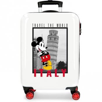 Disney Mickey Italy Maleta de Cabina Rígida Blanca 55cm con Capacidad de 34L