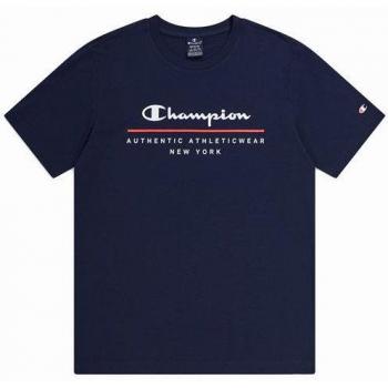Camiseta Champion Crewneck Hombre Azul Marino Manga Corta Logo Clásico