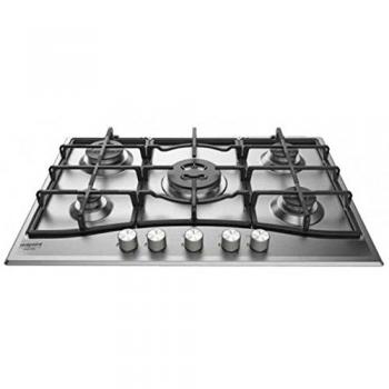 Encimera de Gas Hotpoint Ariston PCN 751 T/IX/HA - Acero Inoxidable, 5 Fuegos, Integrada, 75 cm