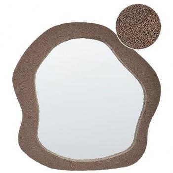 Espejo de pared moderno decorativo colgante 79 x 80 cm marco MDF forma irregular tejido bouclé marrón Blismes