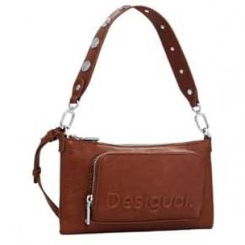 Desigual Stylish Handbag Half Logo Monica 25 cm Brown Female ONE SIZE