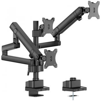 Soporte Triple para Monitor de Escritorio Wiltec, Compatible con Pantallas de 17 a 27, Inclinación y Rotación de 360°, Capacidad hasta 10 kg por Monitor