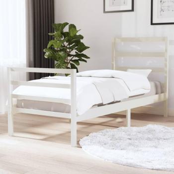 Cama individual de madera maciza de pino blanco 90x190 cm