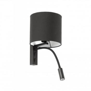 Aplique de pared con luz de lectura Tira Negro 1 bombilla 48cm Faro Barcelona - tira Aplique de pared con lector 64323