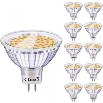 Eofiti Bombillas MR16 LED 12V, LED GU5.3 6W Equivalente a Halogeno 50W Foco GU 5.3 Blanco Cálida 2700K Luz MR 16 Spotlight 540LM Ojo de Buey 120 °Ángulo de Haz No Regulable Pack de 10