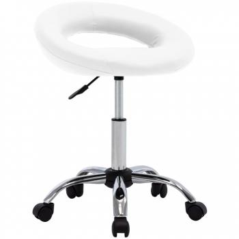 Silla de oficina con ruedas en cuero blanco
