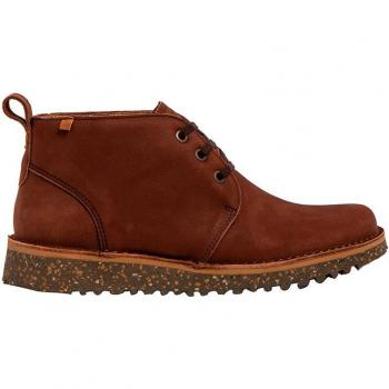 Botines unisex de piel con cierre de cordones N5630 Pleasant marrón
