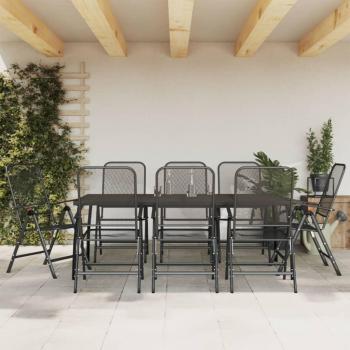 vidaXL 9 Piece Garden Dining Set Anthracite Metal Mesh