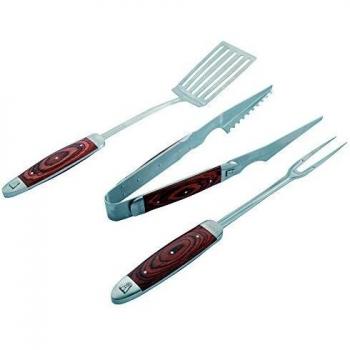 LAGUIOLE - Estuche para Barbacoa - Utensilios para Barbacoa - Acero Inoxidable, Madera de Pakka - Marrón Oscuro